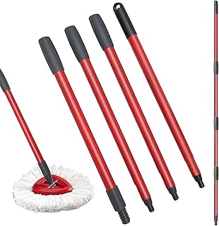 Qulable Spin Mop Replacement Handle - Mop Stick Compatible with O-Cedar Spin Mop, 4-Section 30" to 58" Mop Handle Replacement Stick, EasyWring Mop Handle for Floor Cleaning(Mop Head&Base not Include)