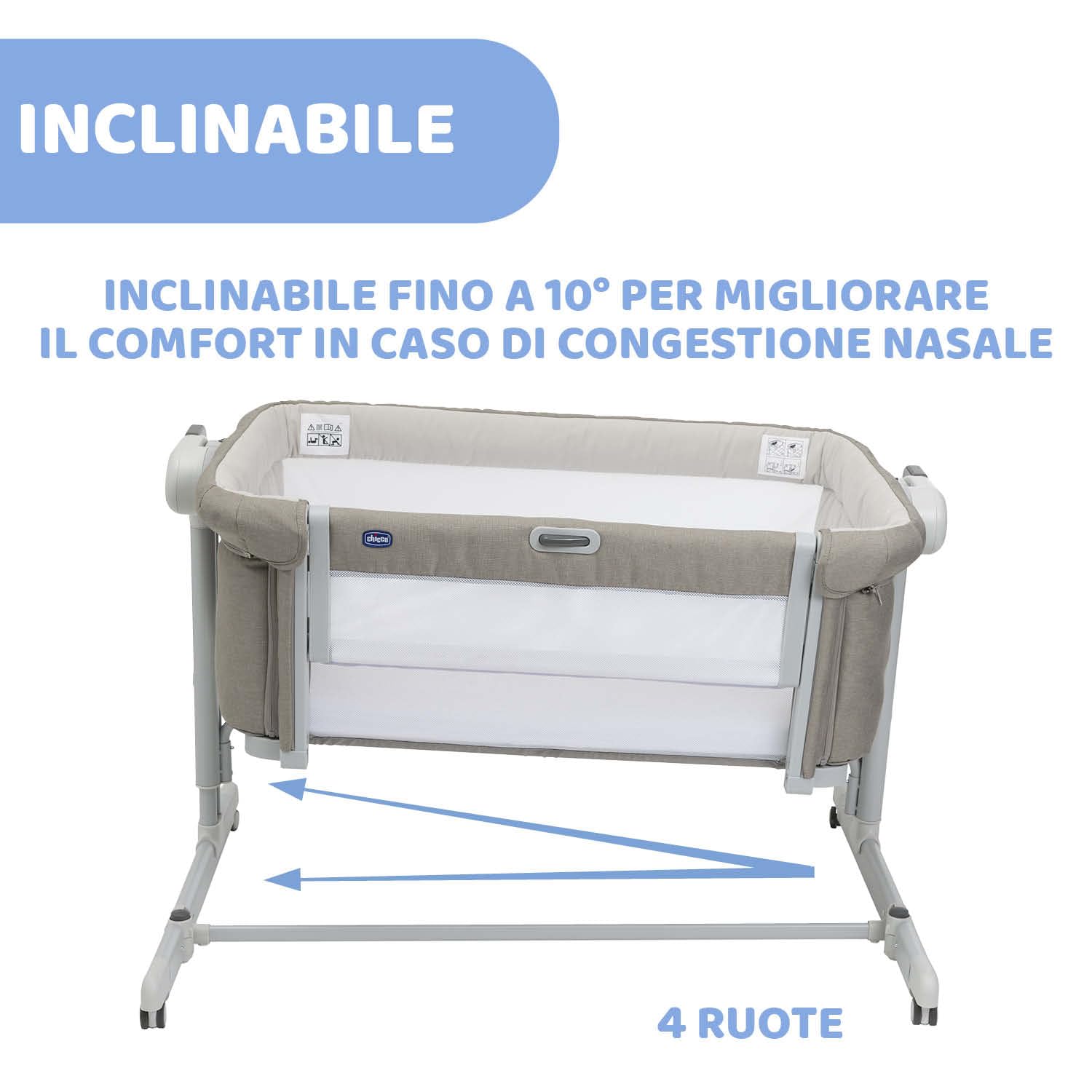 Chicco Next2Me Magic Evo Culla Neonato Fianco Letto Dondolo Spondina Apribile 11 Livelli Altezza Regolabile 4 Ruote Materasso Borsa Viaggio Beige