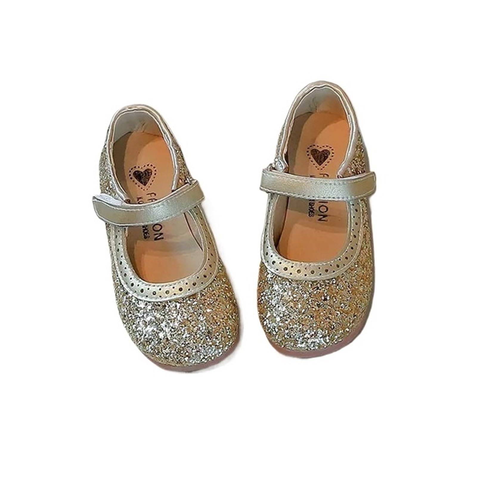 Zapatos de princesa for niña con lentejuelas brillantes doradas y plateadas, planos, de punta redonda, elegantes for otoño.(Silver,27-insole16.6cm)