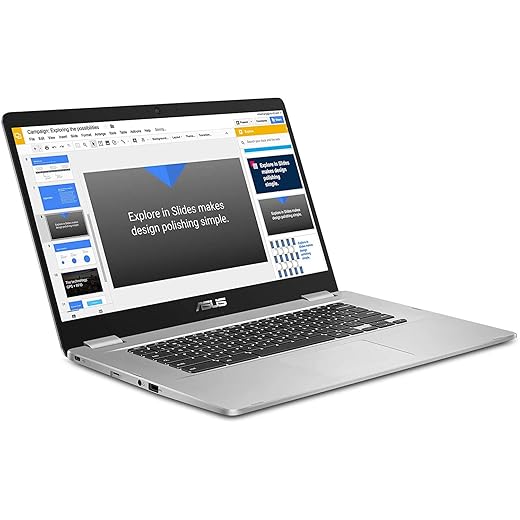 ASUS Chromebook C523 Laptop, 15.6" HD NanoEdge-Display with 180 Degree-Hinge Intel Dual Core Celeron-Processor, 4GB-RAM, 32GB Storage, Silver Color, C523NA-DH02