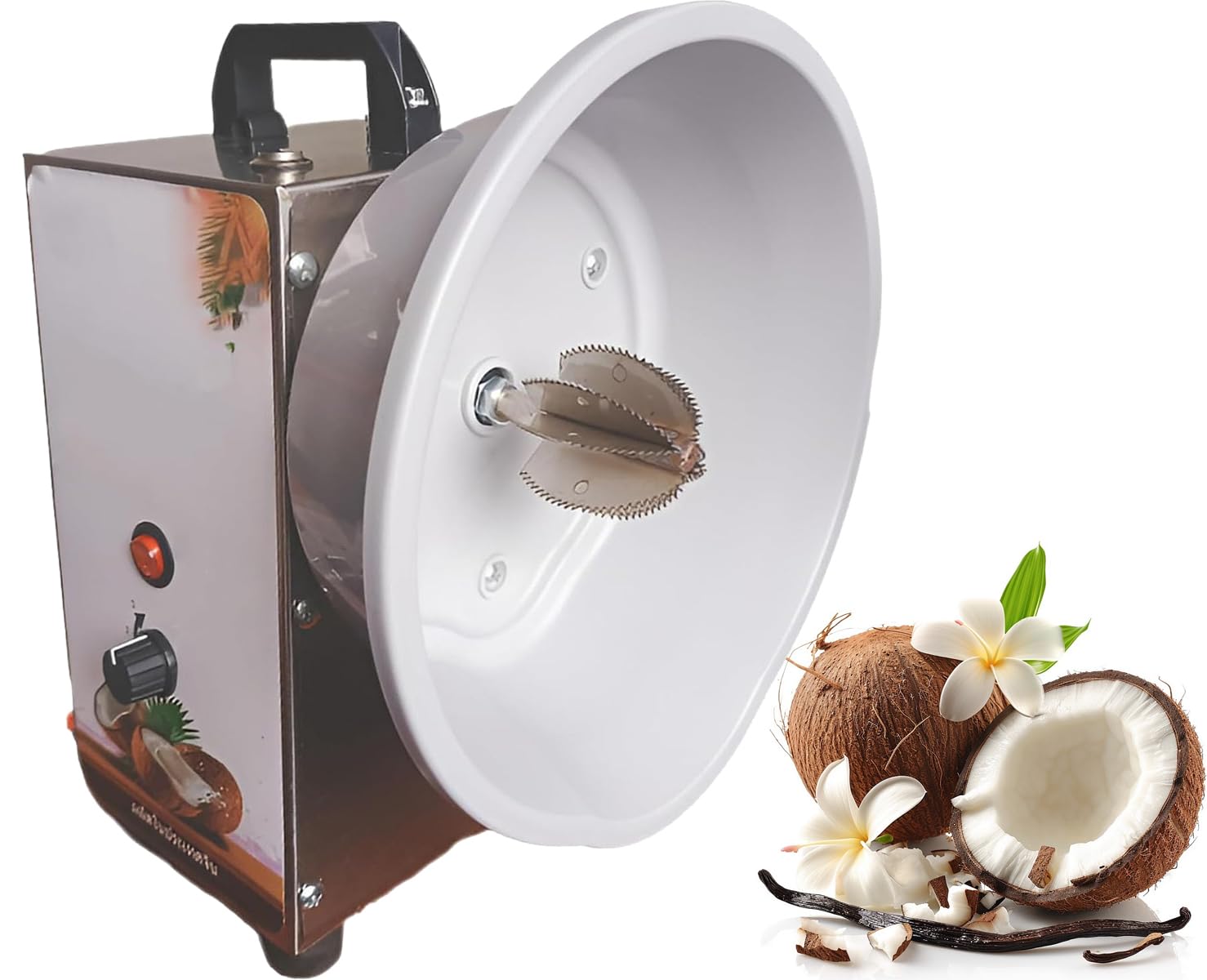 Roueur à râpe de Coco Verticale Commerciale, Machine de Transformation de la Noix de Coco, 3 Vitesse réglable, poignées et Pieds Non glissés, pour la Boutique, Le Restaurant, la Boulangerie