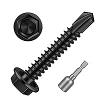 Vista 8 de MewuDecor Tornillos de chapa autoperforantes con punta de taladro, acero inoxidable 410, 20 unidades #14 x 4 (3/4 a 4 pulgadas)