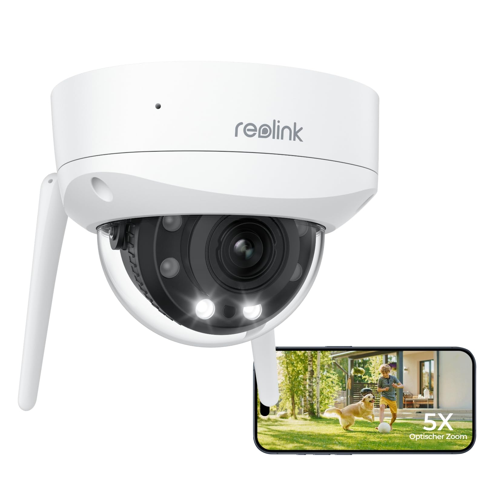 Reolink 4K Wi-Fi 6 Überwachungskamera Aussen mit 5X Optischem Zoom, 8MP Plug-in WLAN Kamera Outdoor mit 30m Nachtsicht, IK10 Vandalensicher, Smart-Erkennung, Zeitraffer, Ohne PT, RLC-843WA