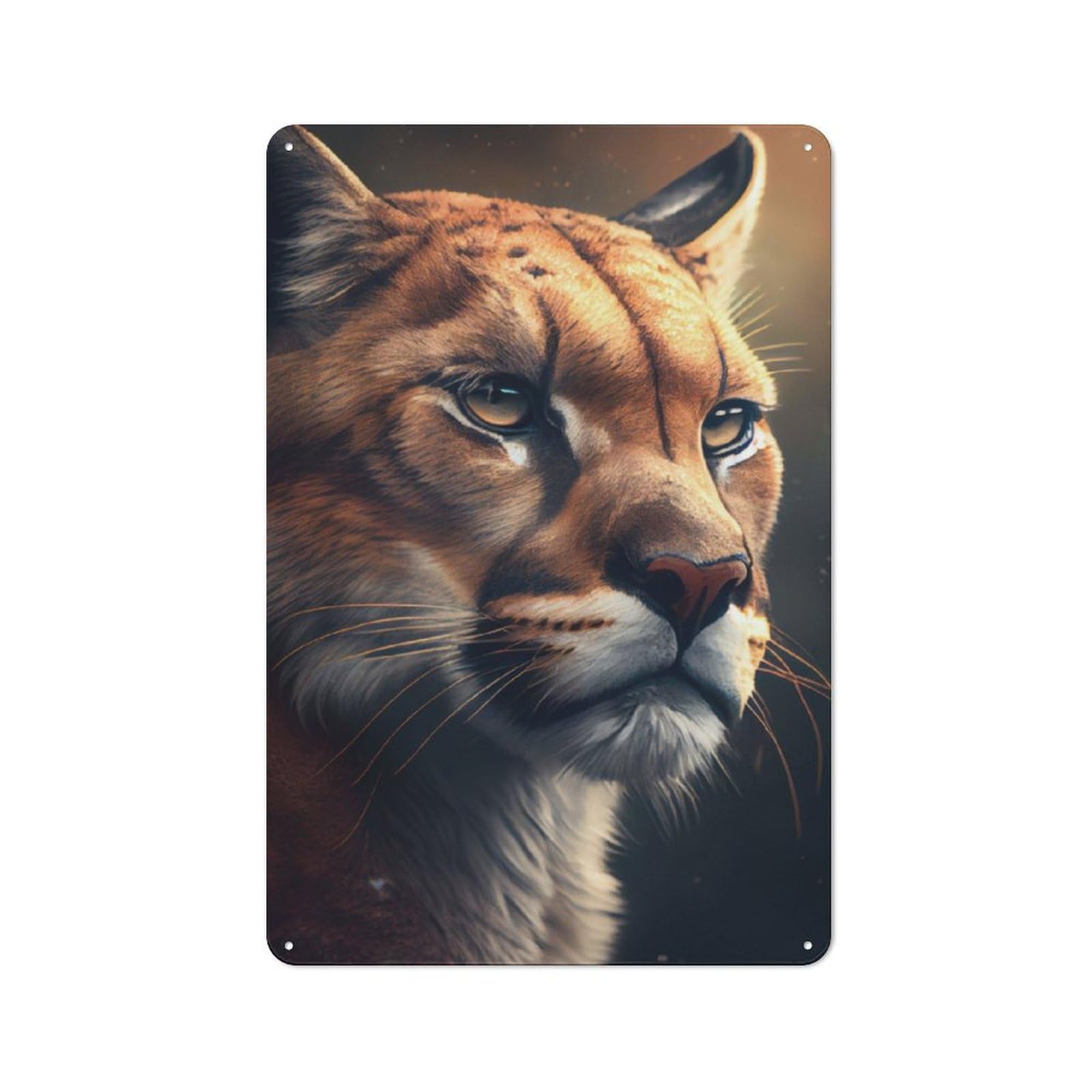 Pumas Intense Stare Retro Tin Wall Plaque 30x20cm for Dining Room Or Kitchen, for Home Decor Collectors