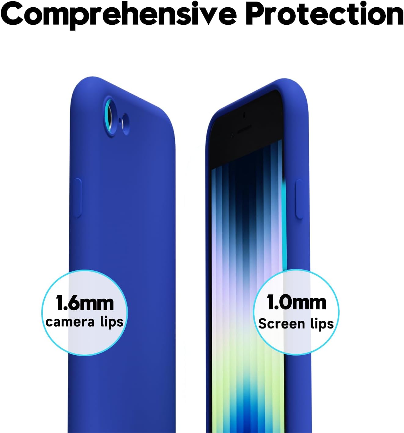 Svaove for iPhone SE Case Silicone 2nd 3rd Generation 2022 2020, Thin Ultra Slim Minimalist Phone Cover, Girly Cute Plain Bright Solid Color Matte Soft Rubber Jelly Gel Plastic TPU Bumper, Royal Blue - Image 5