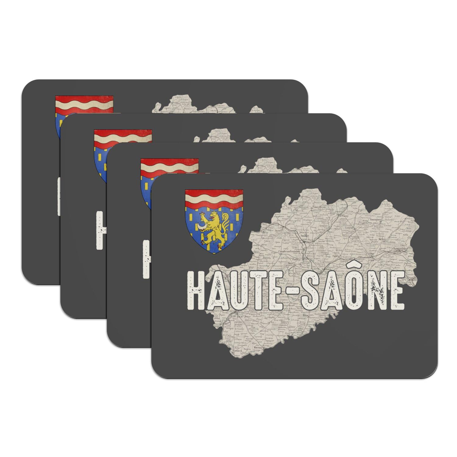 Set de table Haute Saône lot de 4 grands dessous en caoutchouc noir 39x28 cm