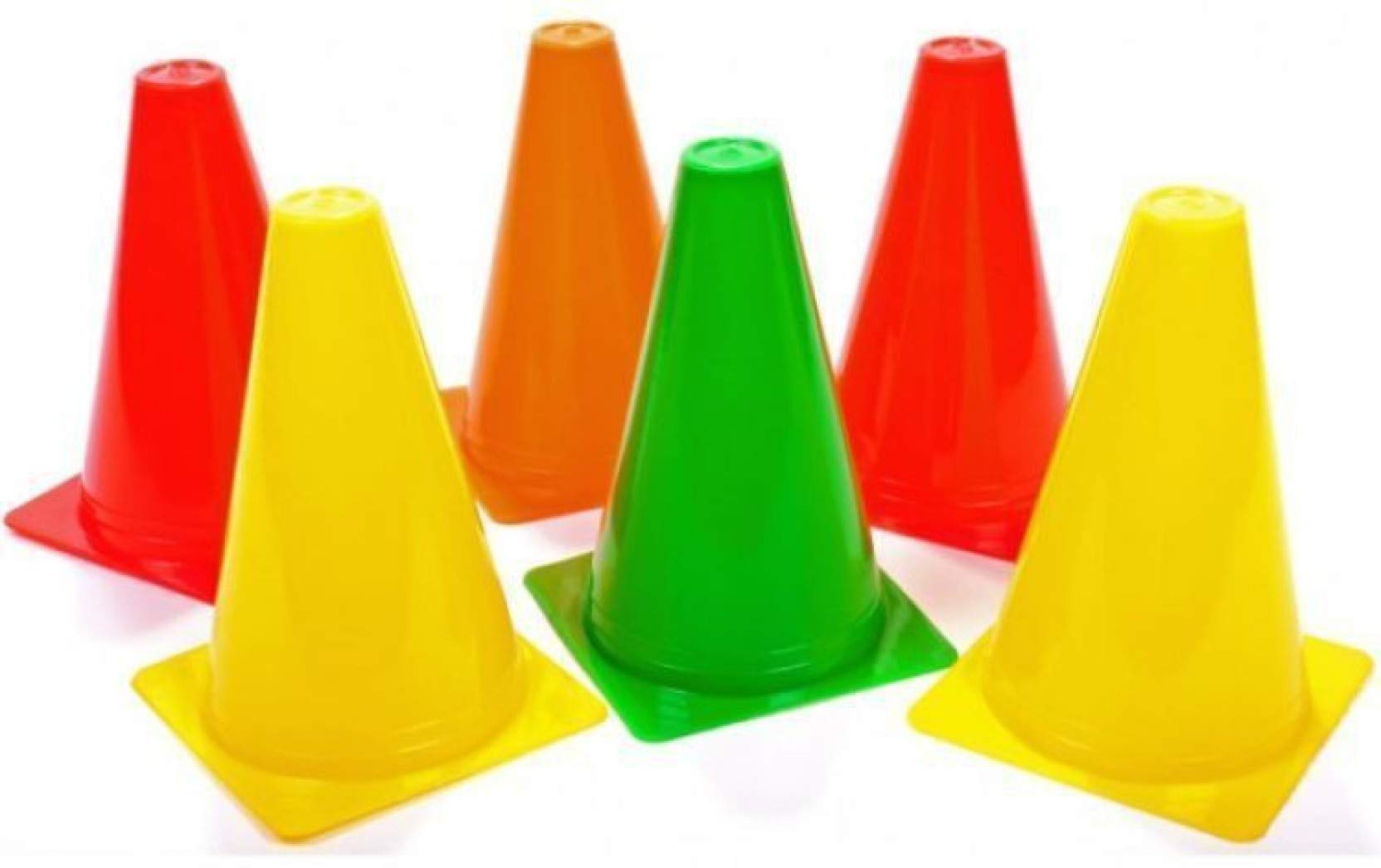 Emm Emm Pack of 6 Pcs Finest Plastic Multi Color Field Marking Cones (Size: 6/9/12/15 Inches) (9 Inches)