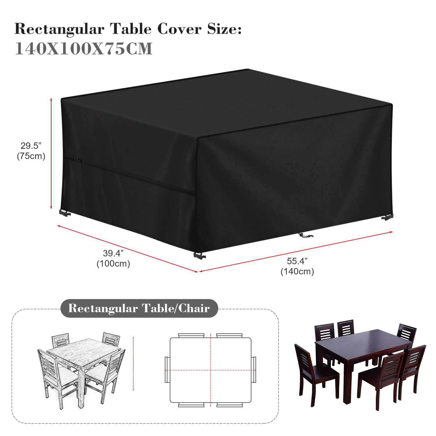 Housse Table Rectangulaire 220x100cm Housse De Table De Jardin Delixike - Imperméable Et Résistante Aux UV - 220x100x15 Cm - Protection Extérieure Protection Extérieur Anti-UV