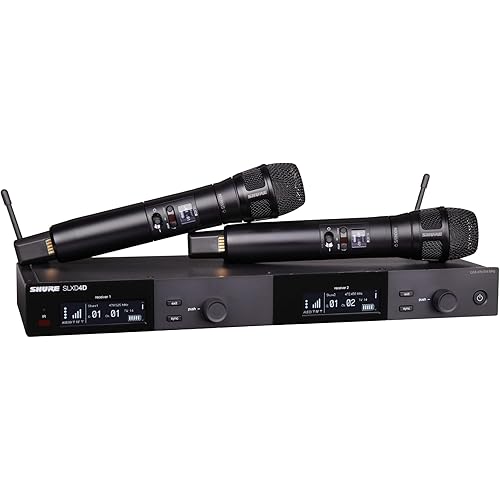 Shure SLXD24D/N8CB Dual Channel Wireless Microphone System - Includes Two SLXD2 Handheld Transmitters with Nexadyne 8/S Vocal Mic Capsules, SLXD4D Rack Mount Receiver | J52 Band (SLXD24D/N8SB-J52)