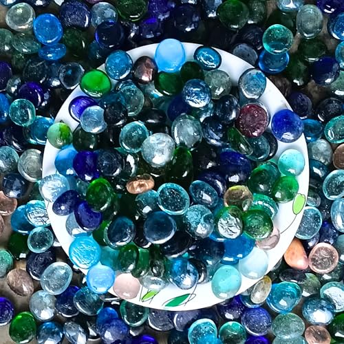 Image of Foodie Puppies Flat Glass Clear Stone for Aquariums, Fireplace, Firepit Glass for Indoor and Outdoor, Vase Filler, Hydroponics Plants, Home Decor and DIY Craft (800gm, Mix) (Glass Stone)