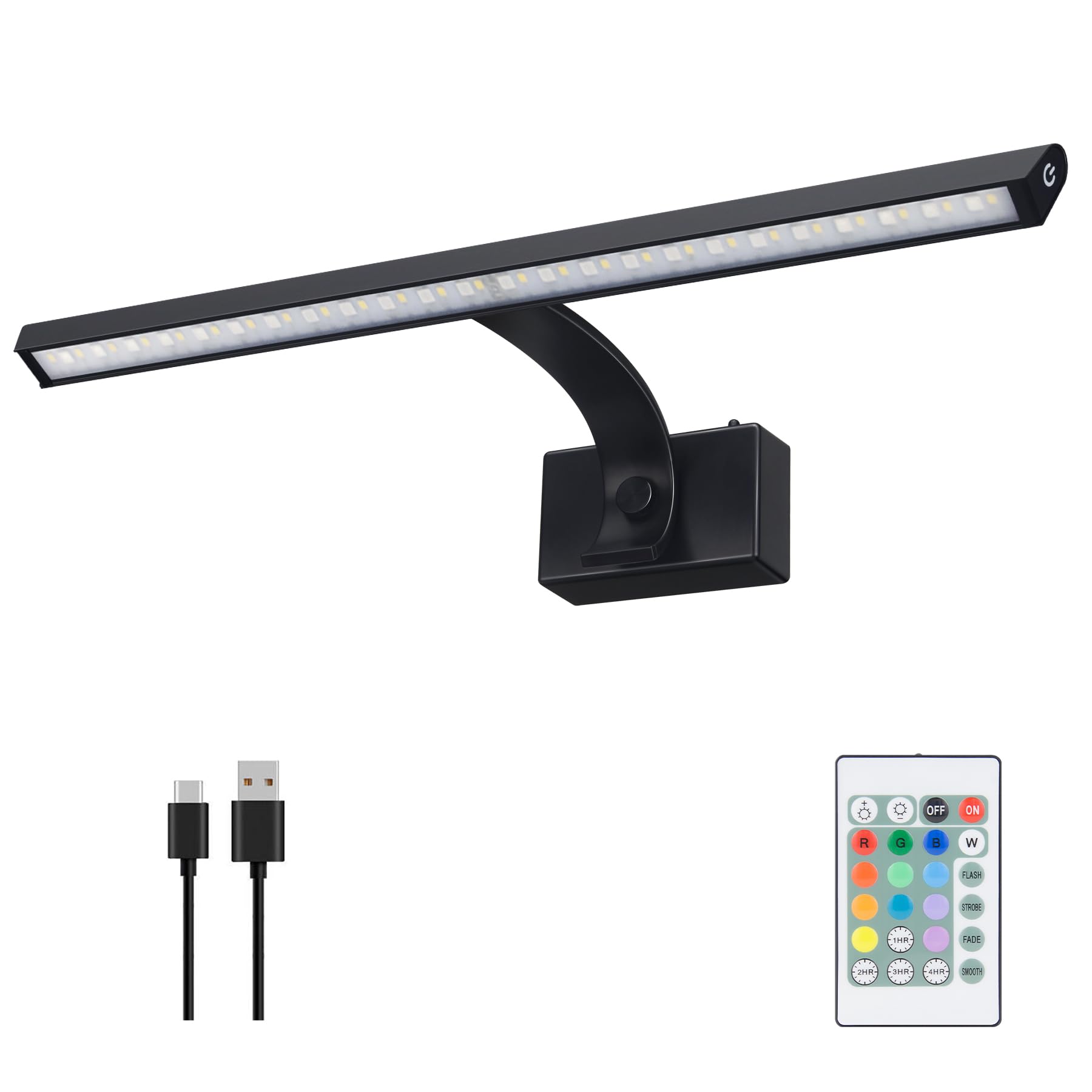 Picture Light,16in Wireless Battery Wall Lights, Art Display Light with Remote, 12 Color RGB Painting Light with Remote Dimmable and Timer for Frame, Wall Decor, Portrait, Dartboard