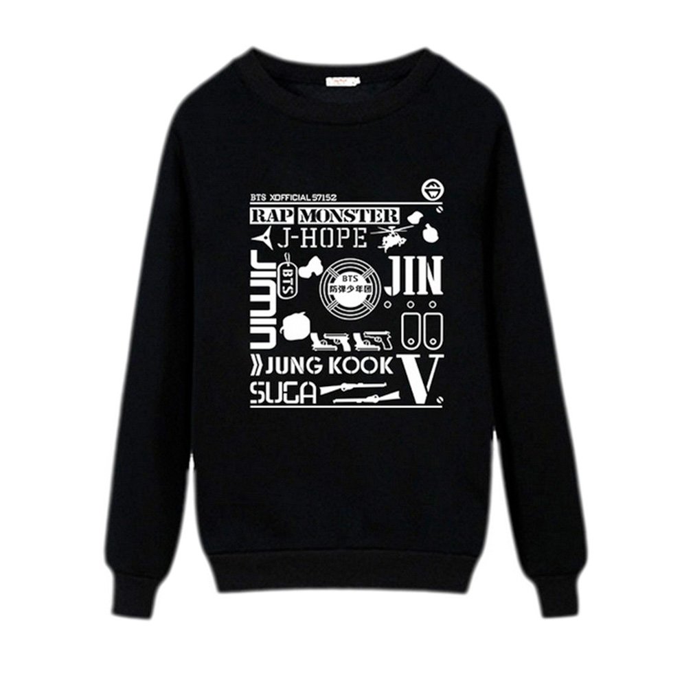 Hit Kpop BTS Bangtan Black Hip Hop Hoodies Sweatshirts