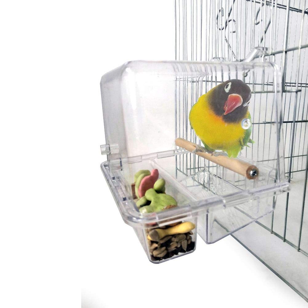 No Mess Bird Feeder Acrylic Bird Cage Feeder Parrots Food Feeding Station Bird Bathtub Parrots Bathing Tub Bath Box(Food Bowl)