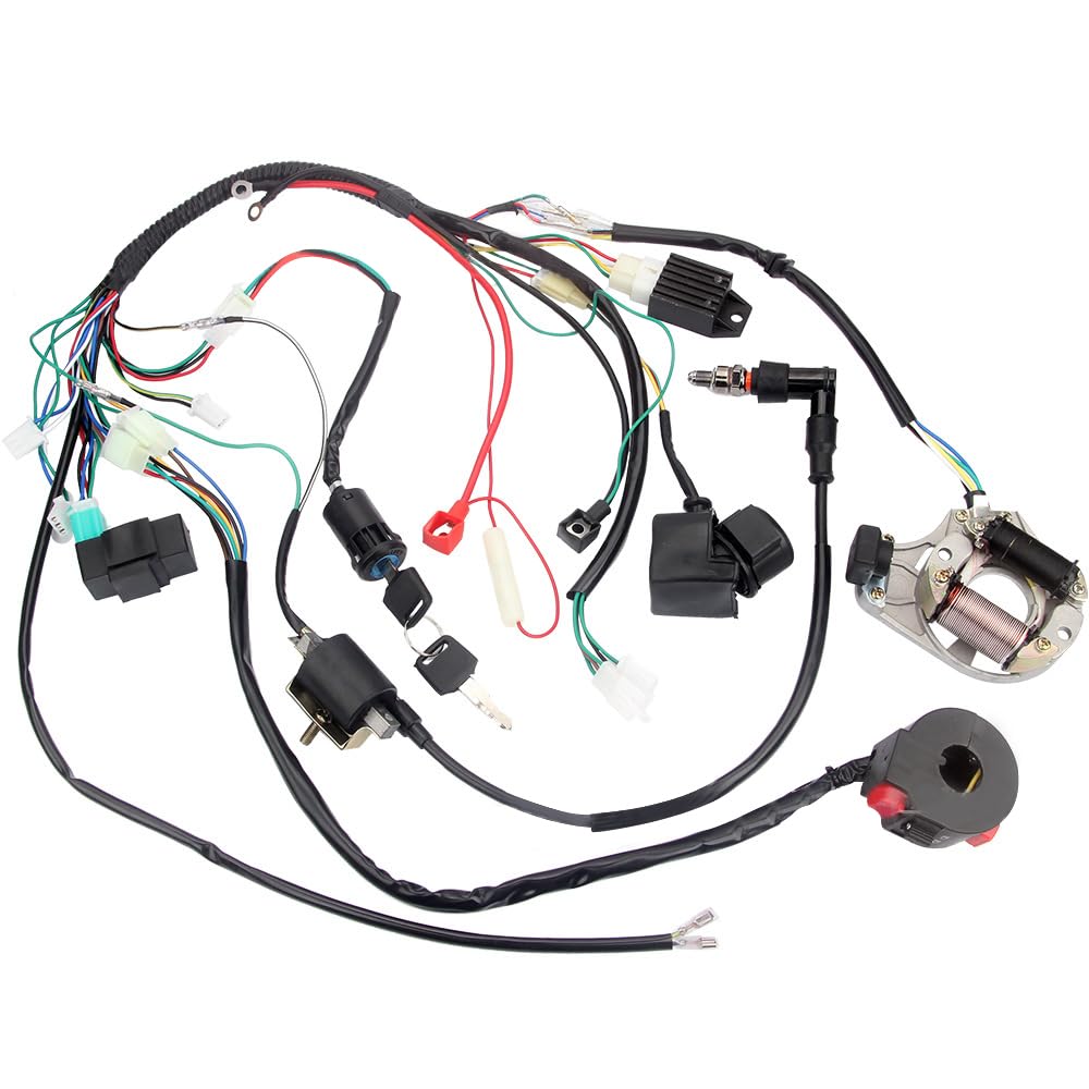 MASO - Assemblaggio di cablaggio elettrico, set di fili CDI per Dirt Bike cinese ATV QUAD 50/70/90/110CC 125, kit di cablaggio della bobina di accensione CDI