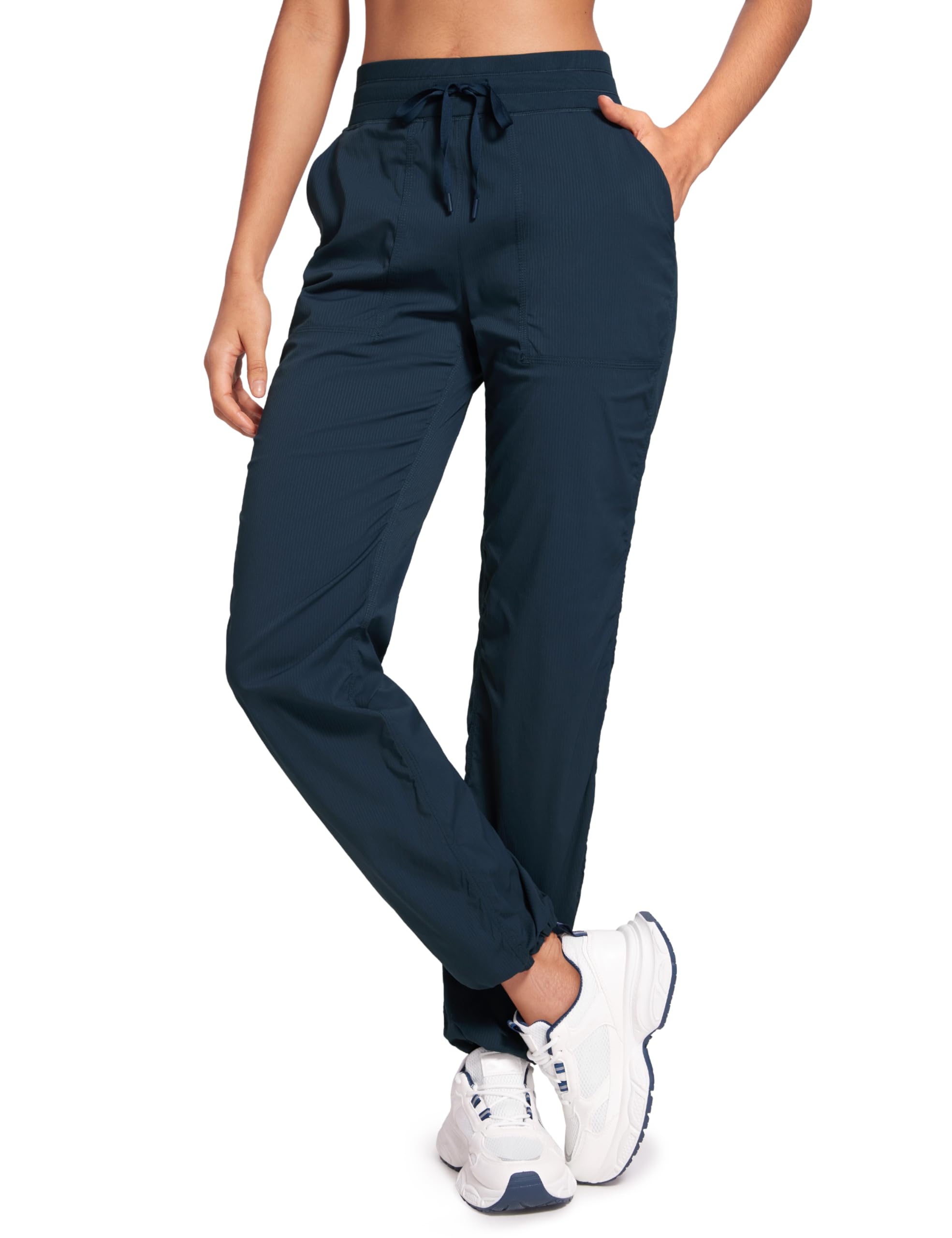 CRZ YOGA Lightweight Straight Leg Workout Pants for Women 28"/30"/32" - Ruched Casual Work Athletic Joggers with Pockets