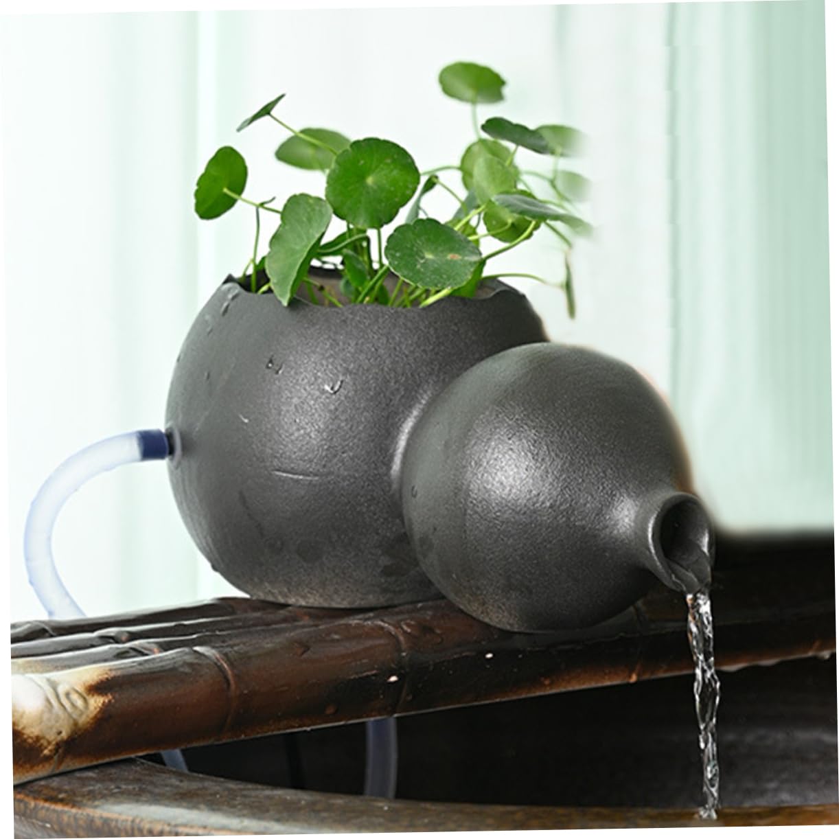 Toyvian Distributeur Eau Céramique avec Fontaine Intégrée pour Aquarium Et Décoration De Jardin Jarre Circulante pour Hydroponie Et Ambiance Zen