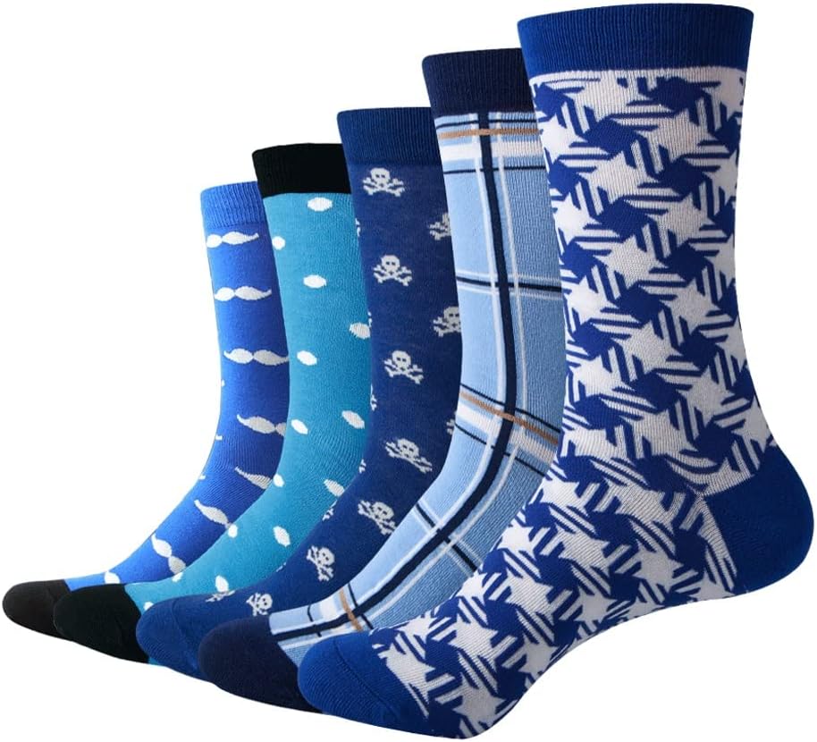 Men's Colorful Cotton Socks Moustache Sports (5 Pairs/Batch)