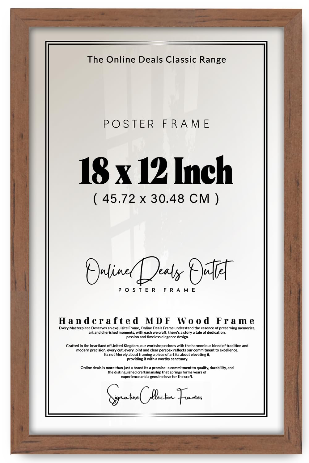 Online Deals | MDF Picture Frame (45.72 x 30.48 CM) 30.48 cm x 45.72 cm for Art Displays, Presentations & Exhibition Pieces, MDF Build, Wall Hanging Hooks [ Walnut ]