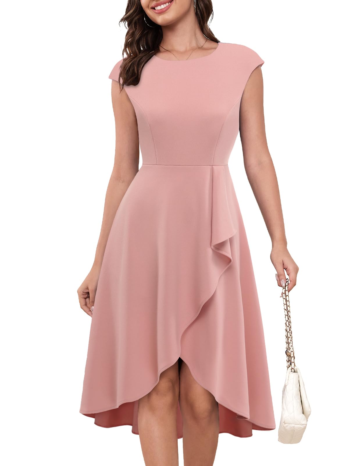 BridesmayWomen’s Elegant Cocktail Dress 2025,Stretchy Party Dress for Weddings, Prom, Date Night, Homecoming Blush M