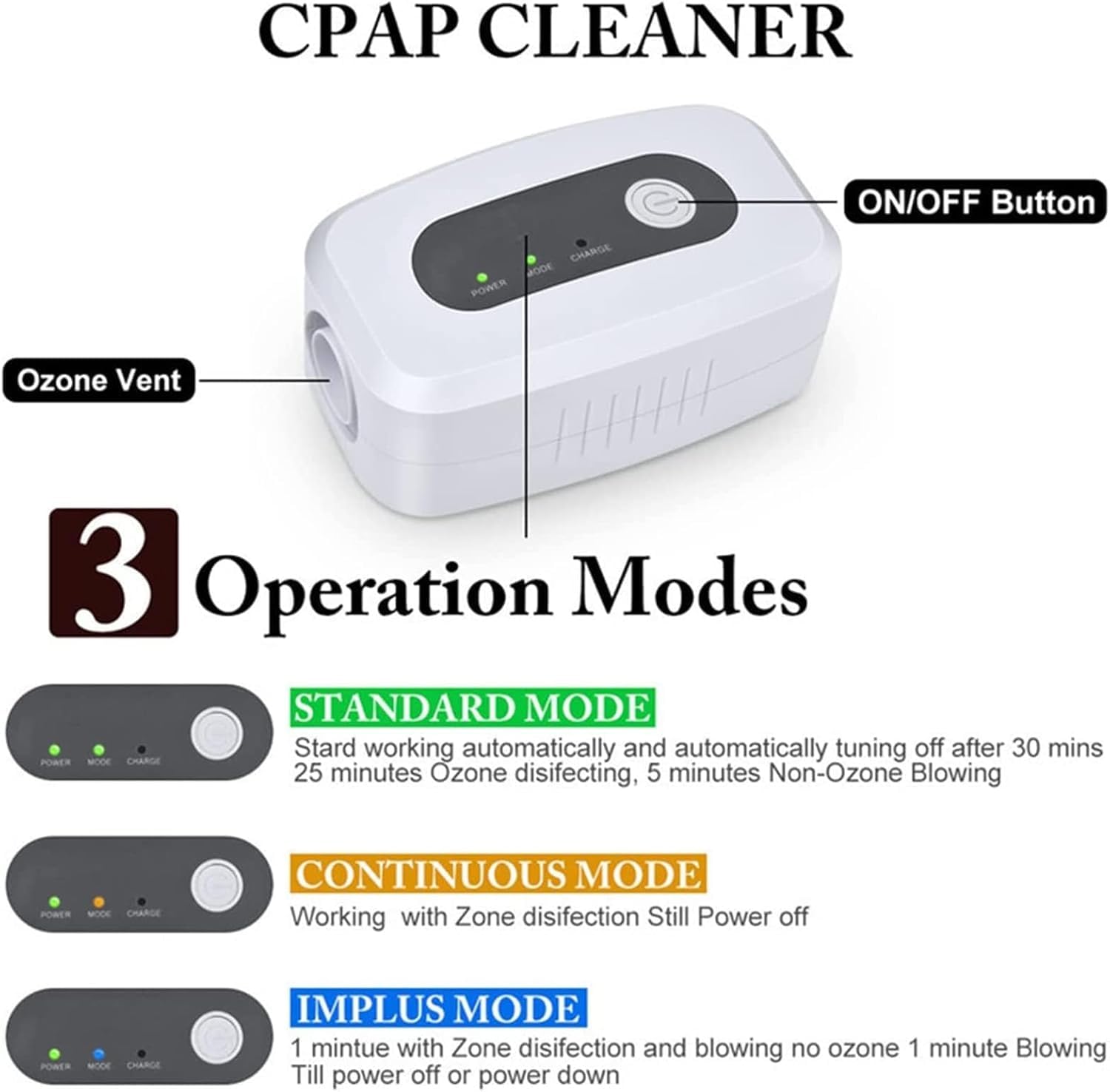 Cpap Cleaner Disinfector, Przenośne Urządzenie Do Czyszczenia Cpap, Narzędzie Do Dezynfekcji Cpap Sanitizer Do Aparatu Cpap, Przewodu Powietrza, Maski, Cicha Konstrukcja
