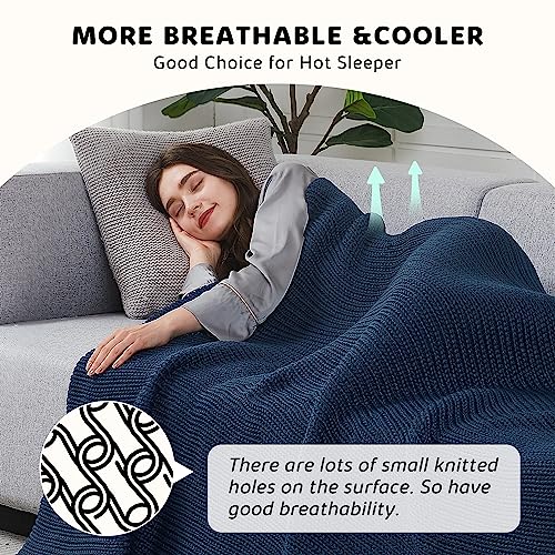 L'AGRATY Knitted Weighted Blanket - 50"x60" 7lbs Cooling Chunky Knit Heavy Blanket for Adults Braided Crochet Throw Thick Cable Yarn Knit Decorative No Beads Evenly Weighted Machine Washable