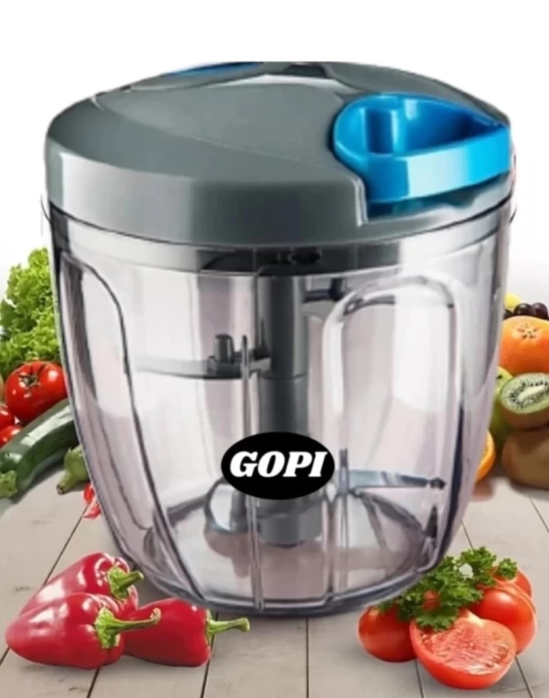 GOPI Bade Miya Vegetable & Fruit Chopper Big Size Summer Color Dori Handy Manual Quick Vegetable & Fruit Chopper (1 XXL, 1000ml)