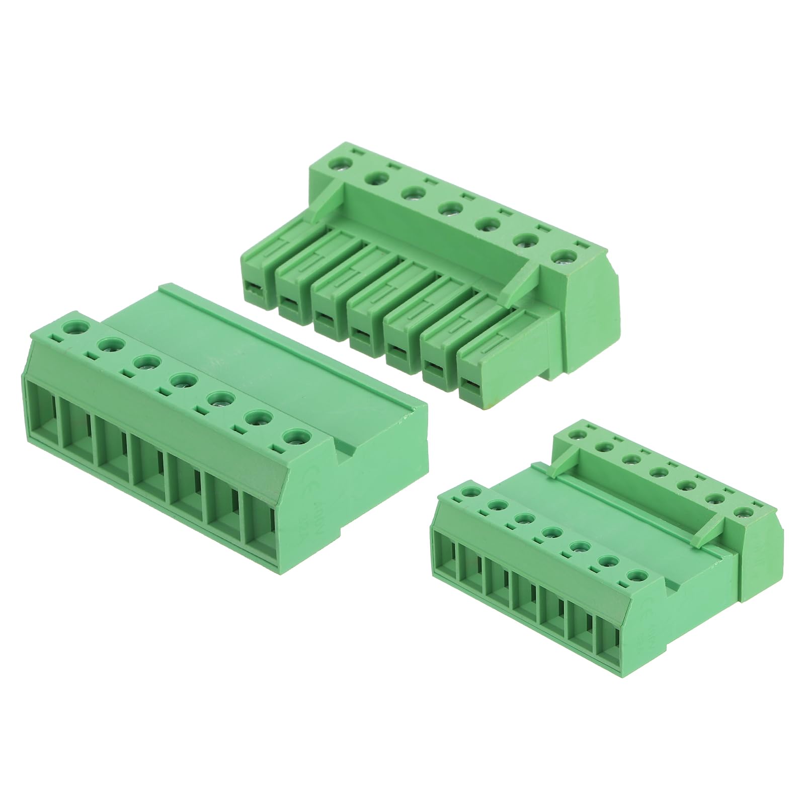 sourcing map 7 Pin PCB Mount Screw Terminal Block Connector Male Female 7.62mm 0.3 Inch Pitch, Green