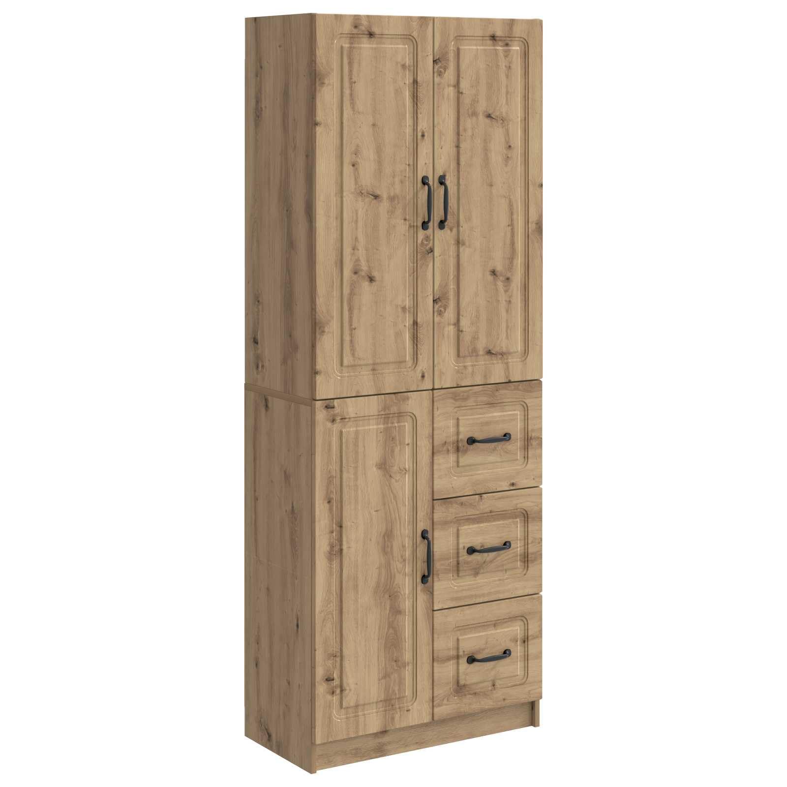 Armarios de madera de roble Artisan modulares con 3 estantes y cajones para salón