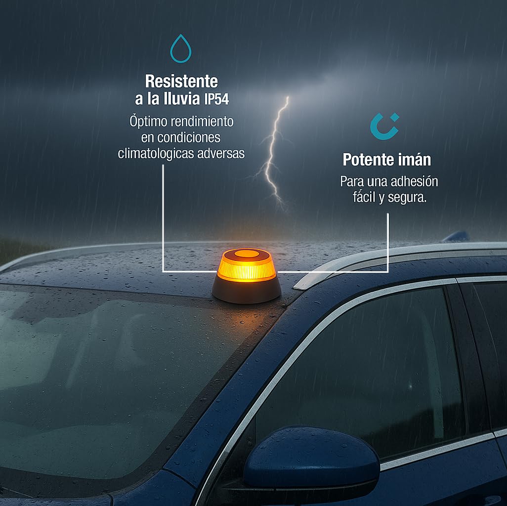 Genérico Luz de Emergencia V16 Geolocalizada, Baliza LED Homologada con SIM Integrada, Señal de Advertencia para Vehículos, Batería Incluida, Obligatoria 2026 (2)