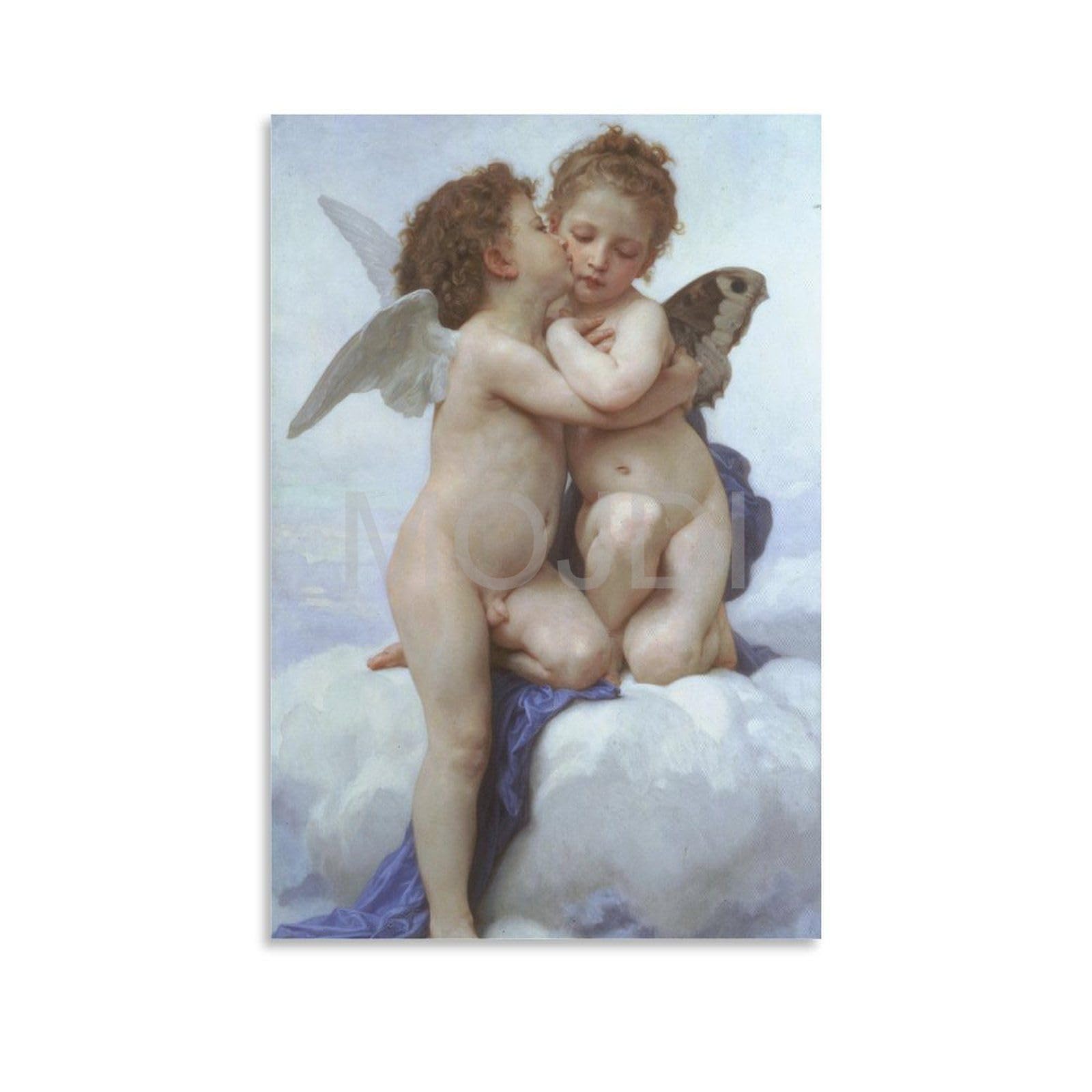 MOJDI Cupid And Psyche by William-Adolphe Bouguereau Canvas Painting Wall Art Poster for Bedroom Living Room Decor 12x18inch(30x45cm) Unframe-style