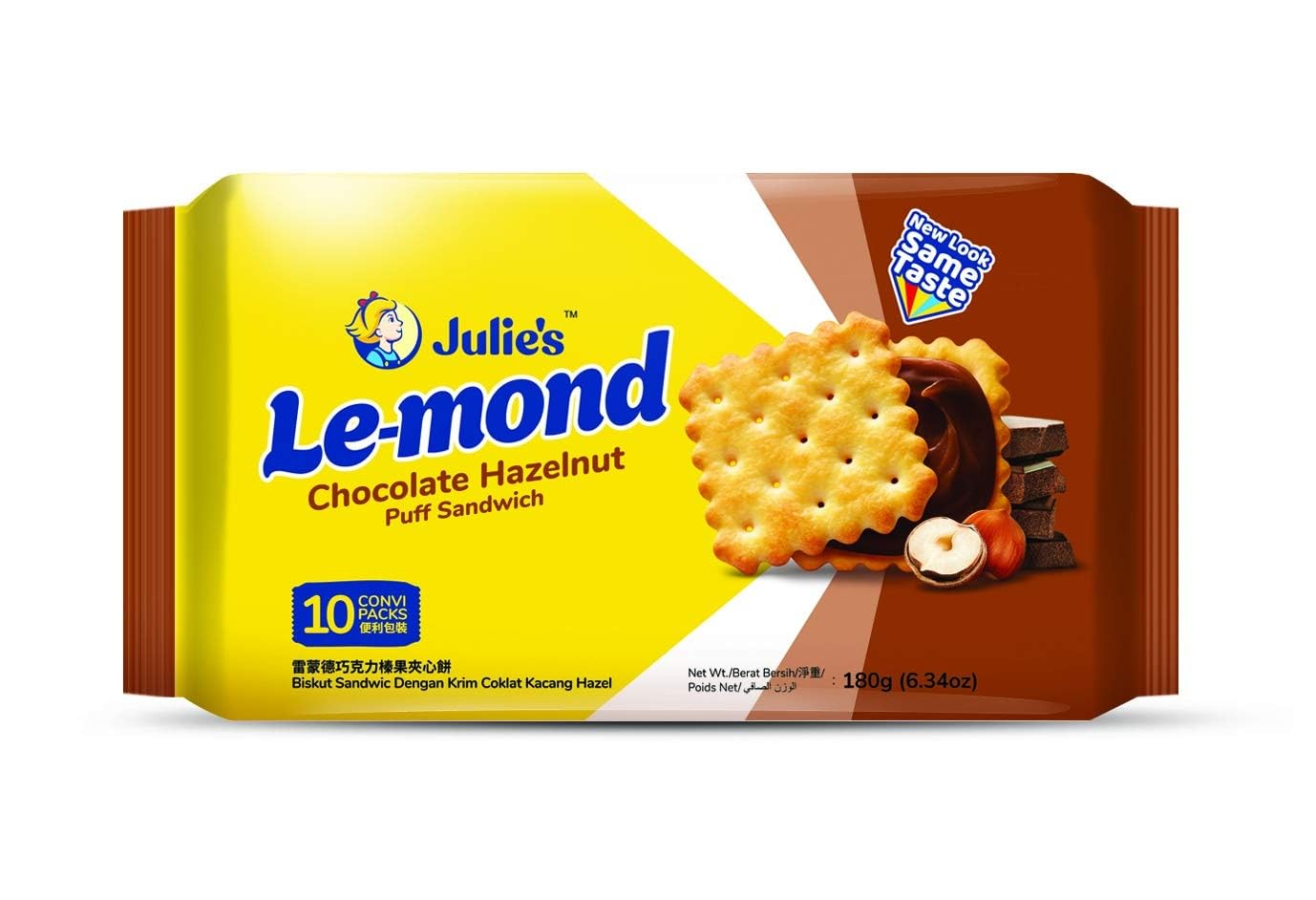 Julie's Le-mond Chocolate Hazelnut Puff Sandwich Delicious And Crunchy Snack 180gm-image-27