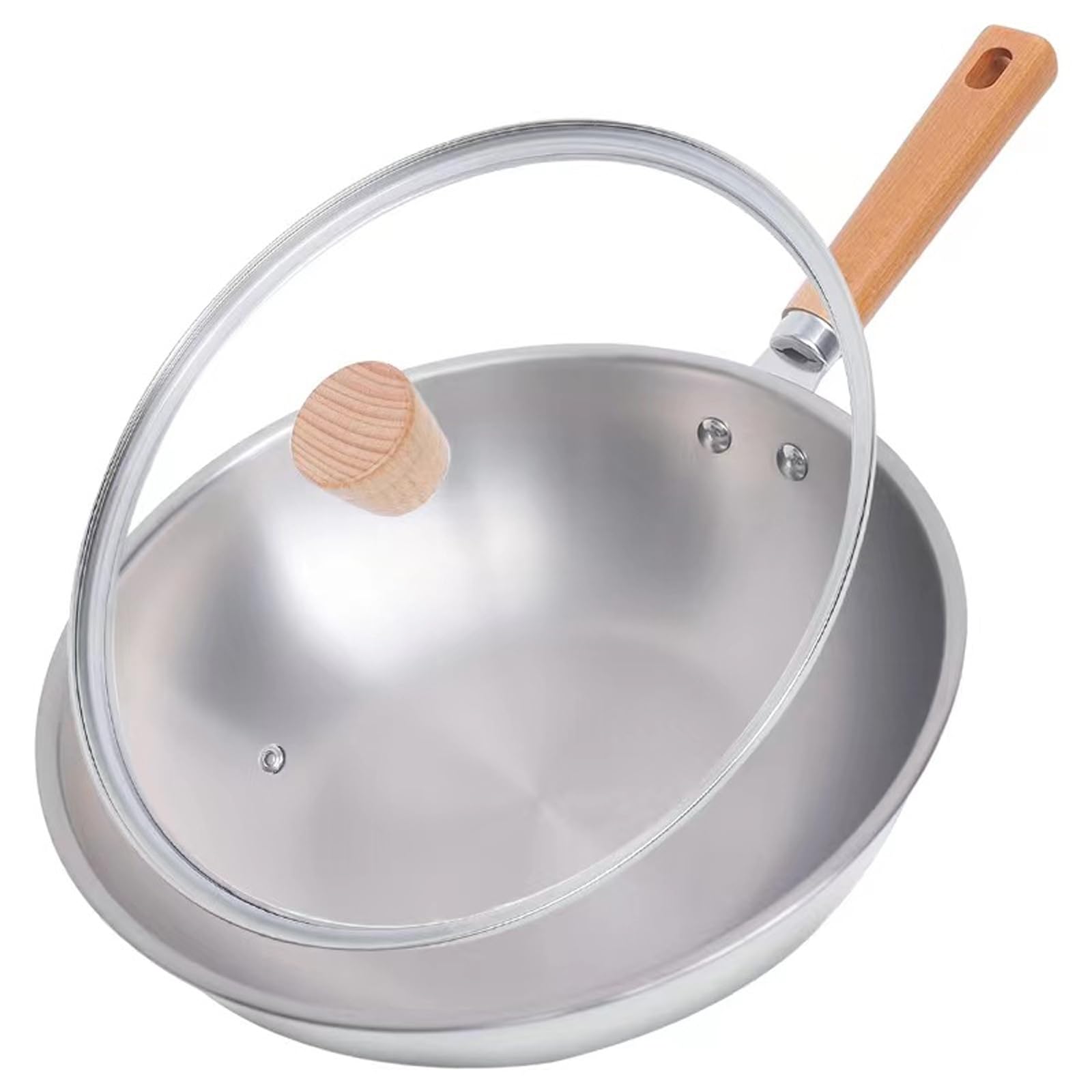Ultralekki Tytanowy Garnek I Patelnia Wok Tytanowa I Ceramiczna Patelnia Wok Z Powłoką Nieprzywierającą, Patelnia Wok Z Powłoką Nieprzywierającą I Szklaną Pokrywką – Patelnia Do Głębokiego Mieszania