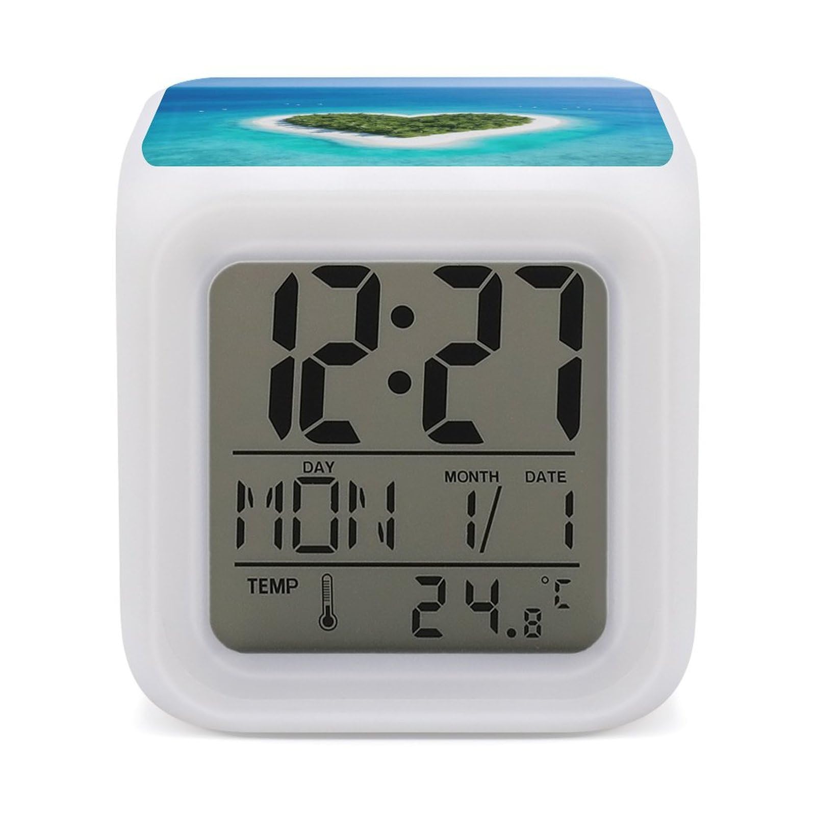 Reloj despertador digital Bihai Xinyu el regalo ideal con luces de 7 colores
