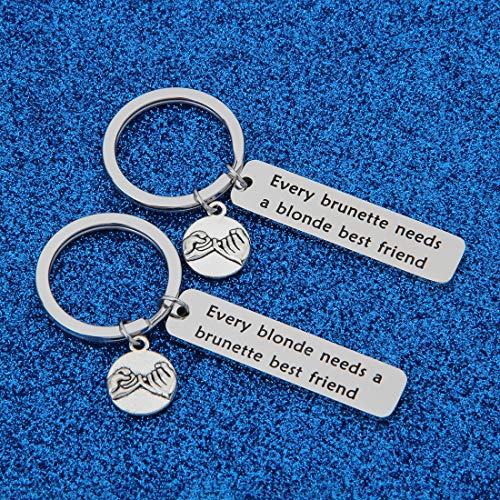 WUSUANED Every Brunette/Blonde Needs A Blonde/Brunette Best Friend Keychain Set Back to School Gift for BFF3