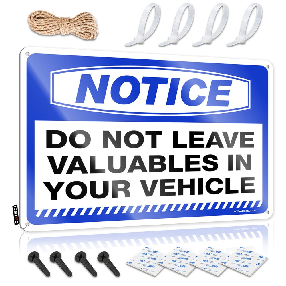 BRUNTELO Bar Mirrors For Man Cave Notice Do Not Leave Valuables In Your Vehicle Tin Sign Funny Signs For Office Garage Tin Sign