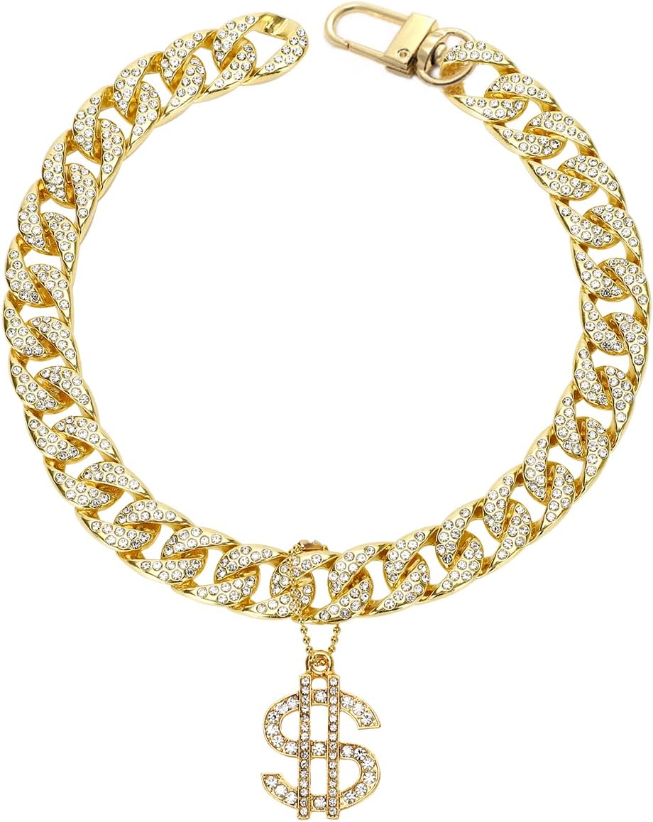 Gold Dog Collar Puppy Zircon 14mm Cuban Link Chain