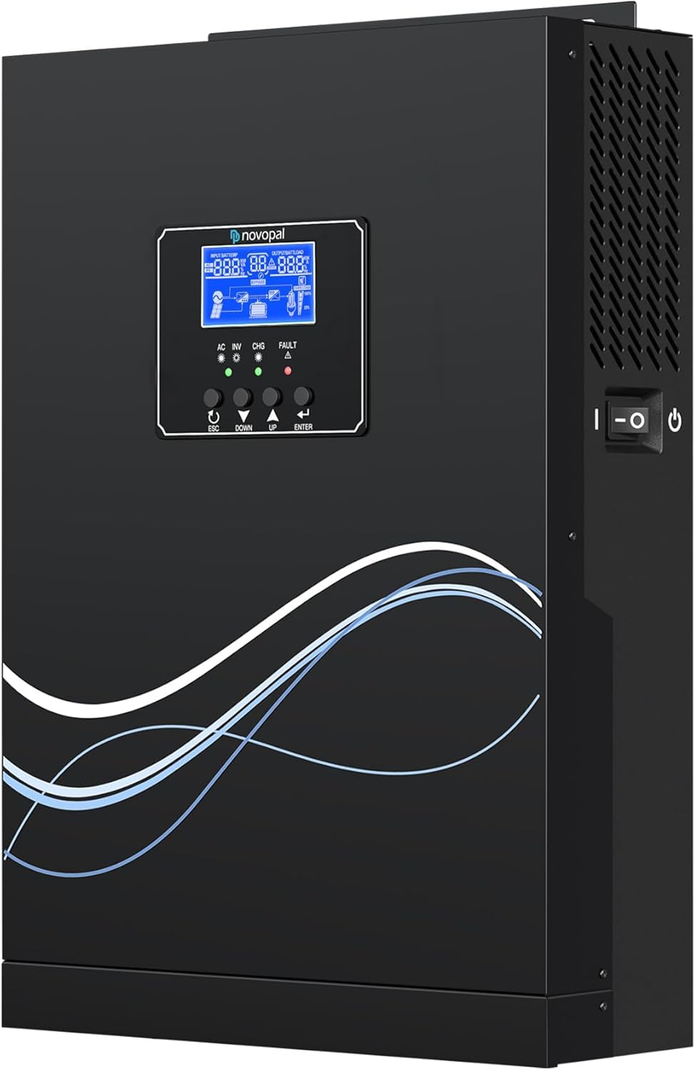 novopal 2500W Inverter Ibrido da 24V DC a 220V AC Onda Sinusoidale Pura Inverter con Regolatore di Carica MPPT da 80A Massimo PV 400V DC Lavoro con Batterie al Piombo