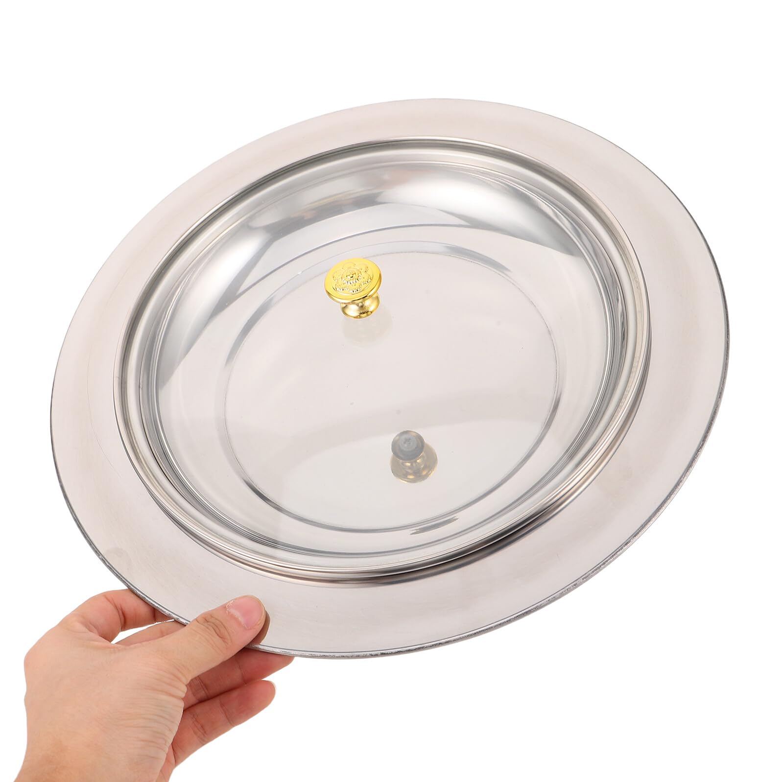 Set Vassoio per Pane della Comunione in Acciaio Inox con Coperchio in Vetro Piatto per Distribuzione Comunione Chiesa Forniture per Cerimonie Religiose Indoor e Outdoor