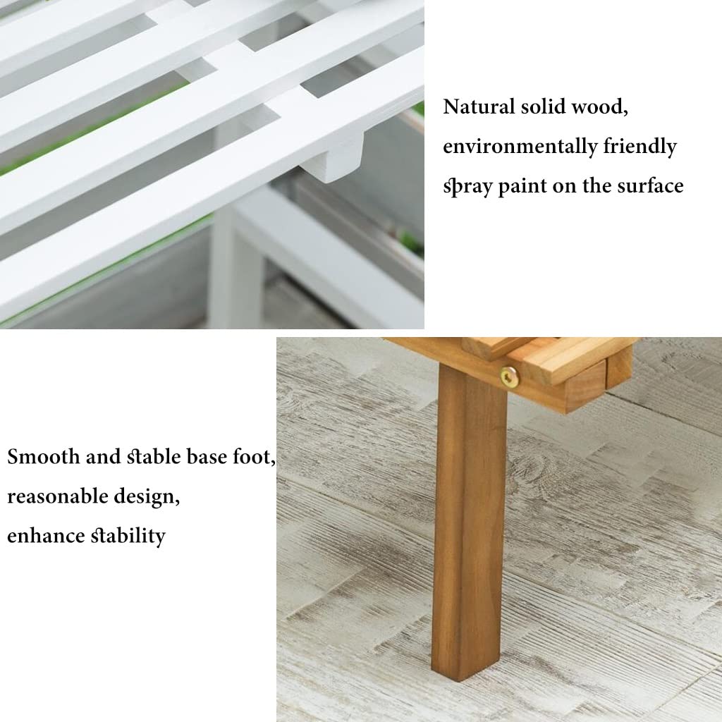 GIZNXBA Blumenbank Wohnzimmer Blumenständer Fensterbank Blumentreppe Pflanzentreppe Ecke, Blumenregal Outdoor Pflanzenständer Holz Treppe Pflanzenregal Für Balkon (Color : White B, Size : 3 Tier)