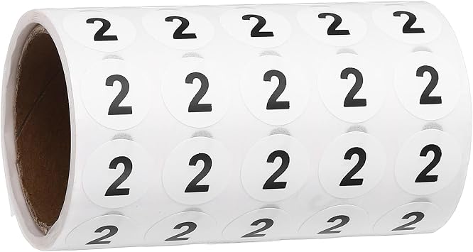 PATIKIL 1000 Pieces 0.6" Number Stickers No.2 Round Small Vinyl Stickers Labels Circle Decals 1 Roll Photo Album Posters for Organizing Inventory Control, Black