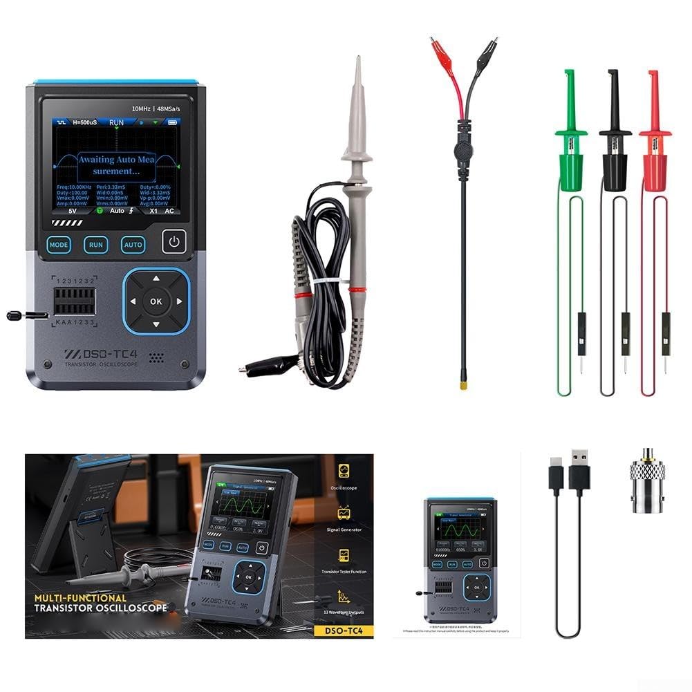 DSO-TC4 3-en-1 Osciloscopio Digital 10MHz 48Ms/s Probador Componente con Generador de Señal