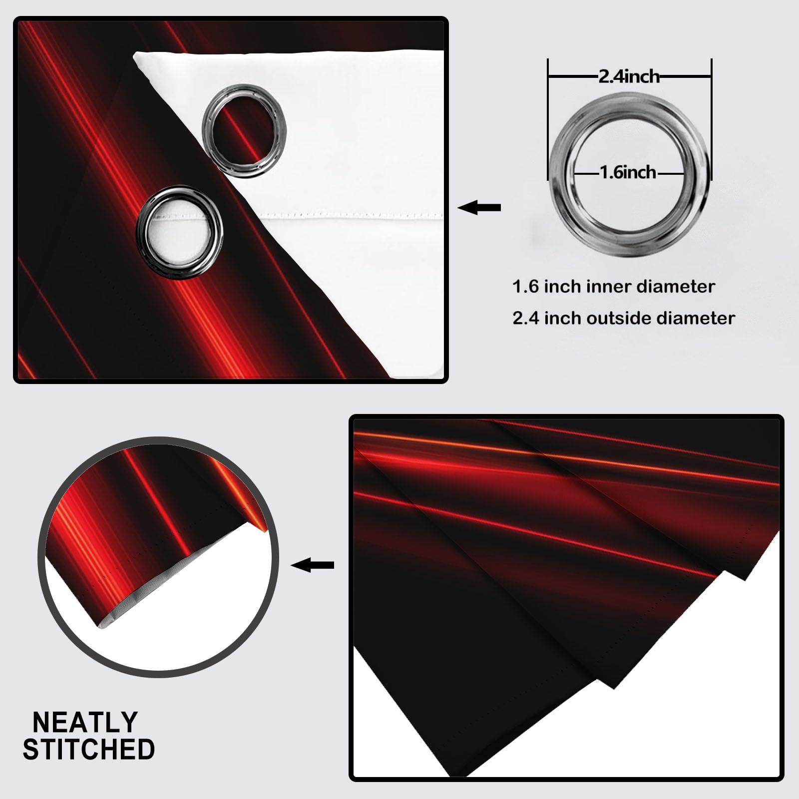 Tende Oscuranti Linee Semaforiche Rosse 117 X 137 cm 2 Pannelli, Tende oscuranti Stile Tecnologico Dinamico, Riduzione del Rumore Decorazione Casa per Camera da Letto E Soggiorno, Rosso