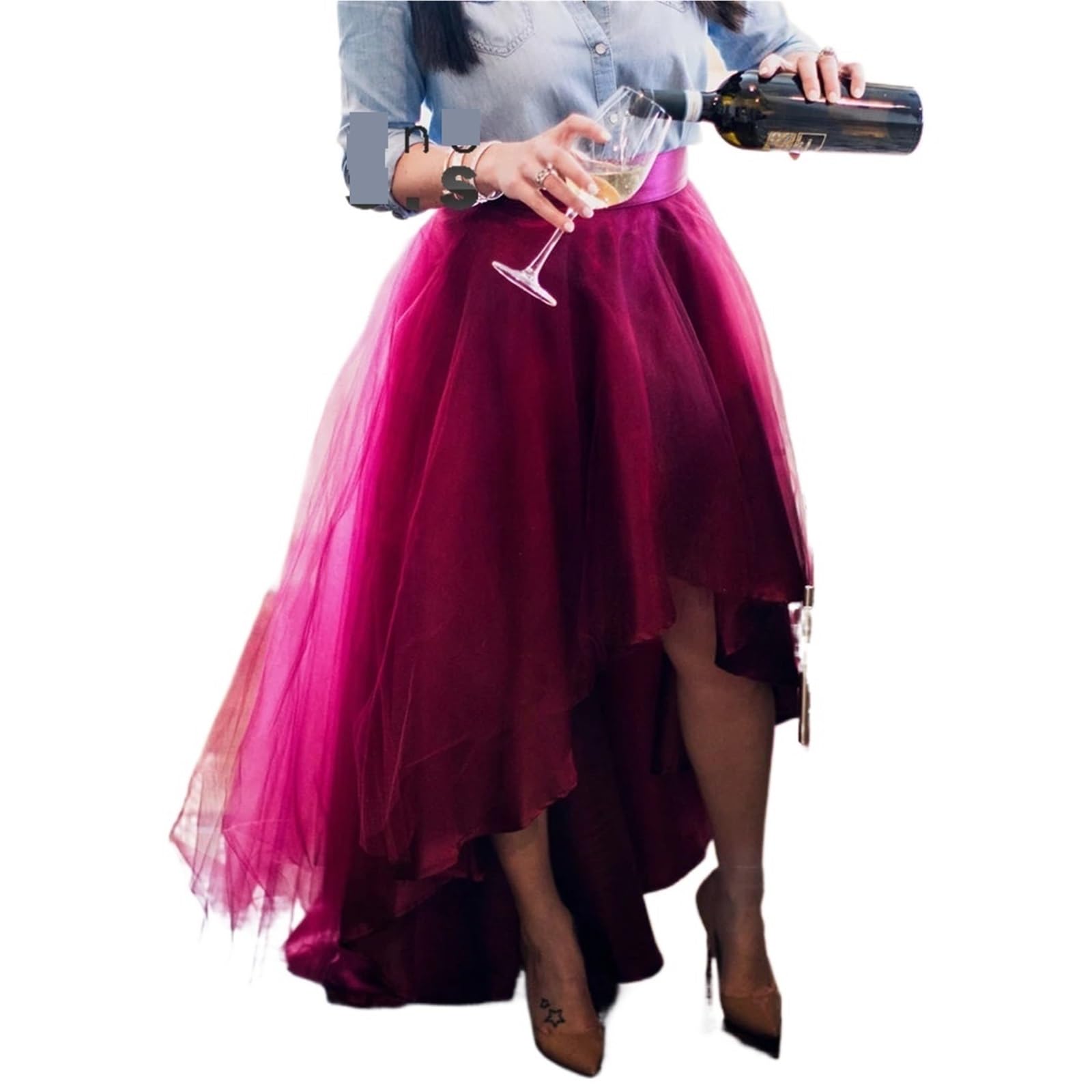 Jupon de dessous Robe sous jupon, jupe en tulle superposée, volants étagés, de bal asymétrique