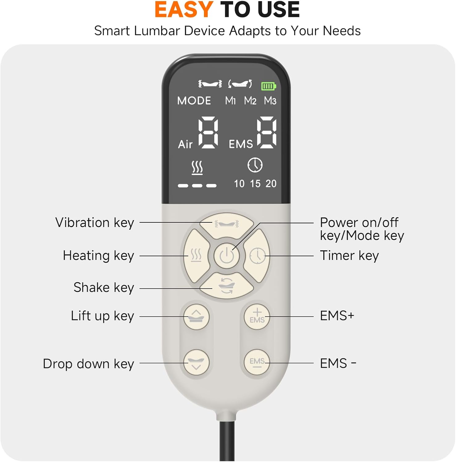 Electric Lumbar and Back Traction Device with Airbag Traction, Vibration Massage & Thermal Compress with Auto Mode | Back Pain Relief for Home Use, Ideal Gift - Image 7