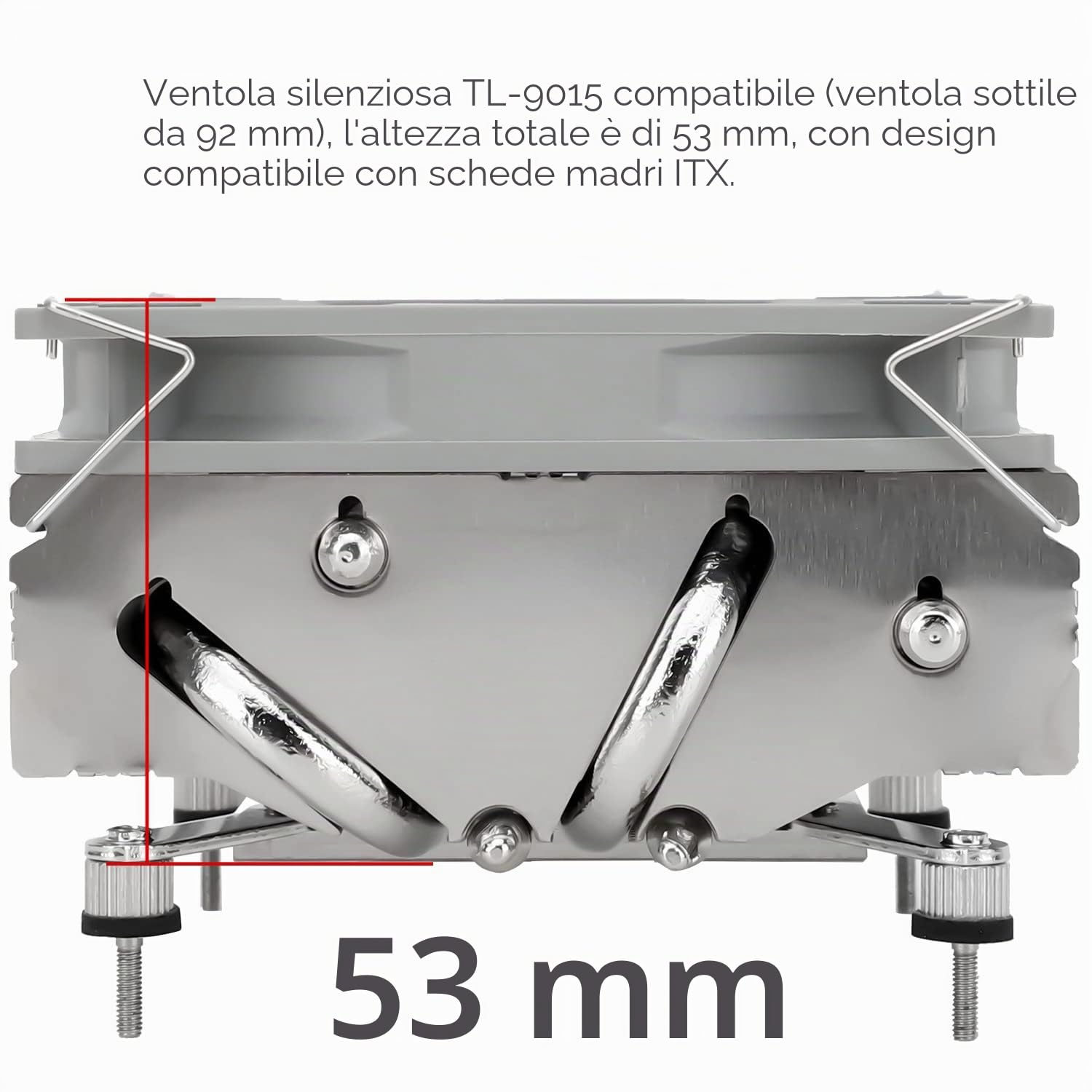 Thermalright AXP-90 X53 Raffreddatore d'aria CPU a basso profilo con ventola PWM TL-9015 da 90 mm, 4 tubi di calore, altezza 53 mm, per AMD AM4/Intel LGA 1700/1150/1151/1155/1156/1200 (AXP-90 X53)