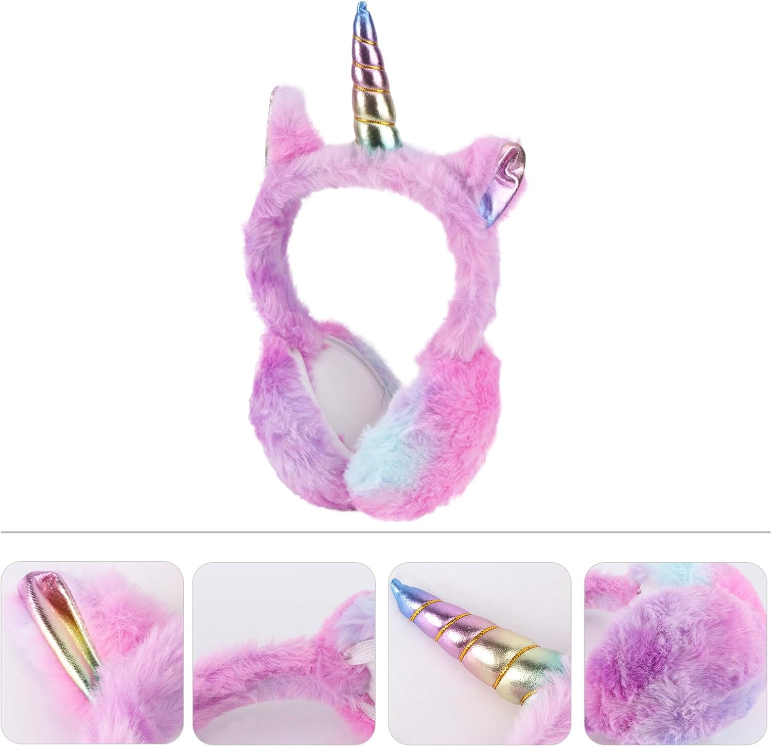 Lovely Unicorn Plush Ear Warmers Winter Warm Earmuffs Soft Furry Ear Covers for Women and Outdoor Cold Weather