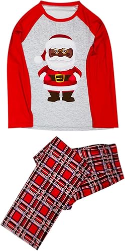 Miniatura 3 de JEGULV Pijamas de Navidad a juego para la familia, pijamas clásicas de Navidad de búfalo rojo a cuadros, pijamas de manga larga para el hogar