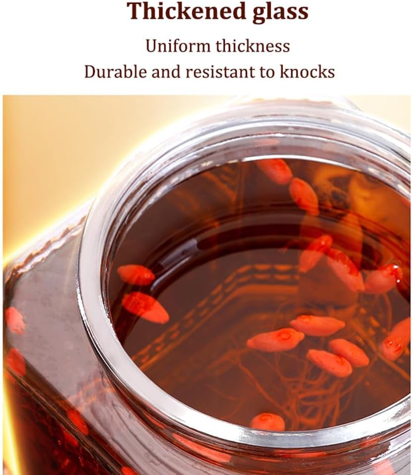 Thick sealed glass wine bottle with Lid, 2L/3L/5L/7.5L Beverage Dispenser, Ice Drink Dispenser with Copper faucet and Bracket and Cover, for BBQ Picnic Pool Party,5L