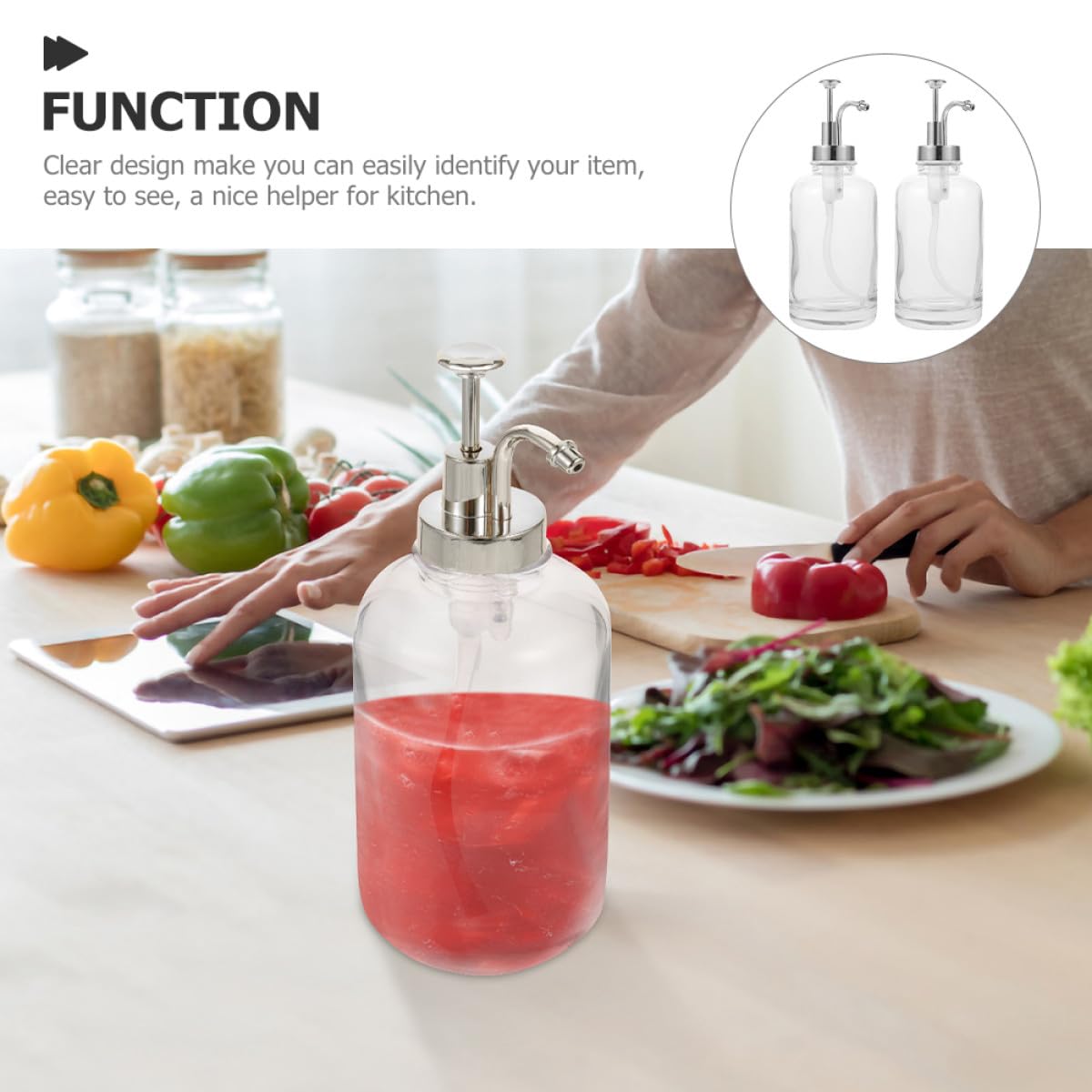 LALAFINA Distributeurs de Sirop pour Café en Verre 500ml Multi-usages Lot de 2 Pompe à Pression en Acier Inoxydable et Pp, Design Unique Cuisine Pratique et Élégant