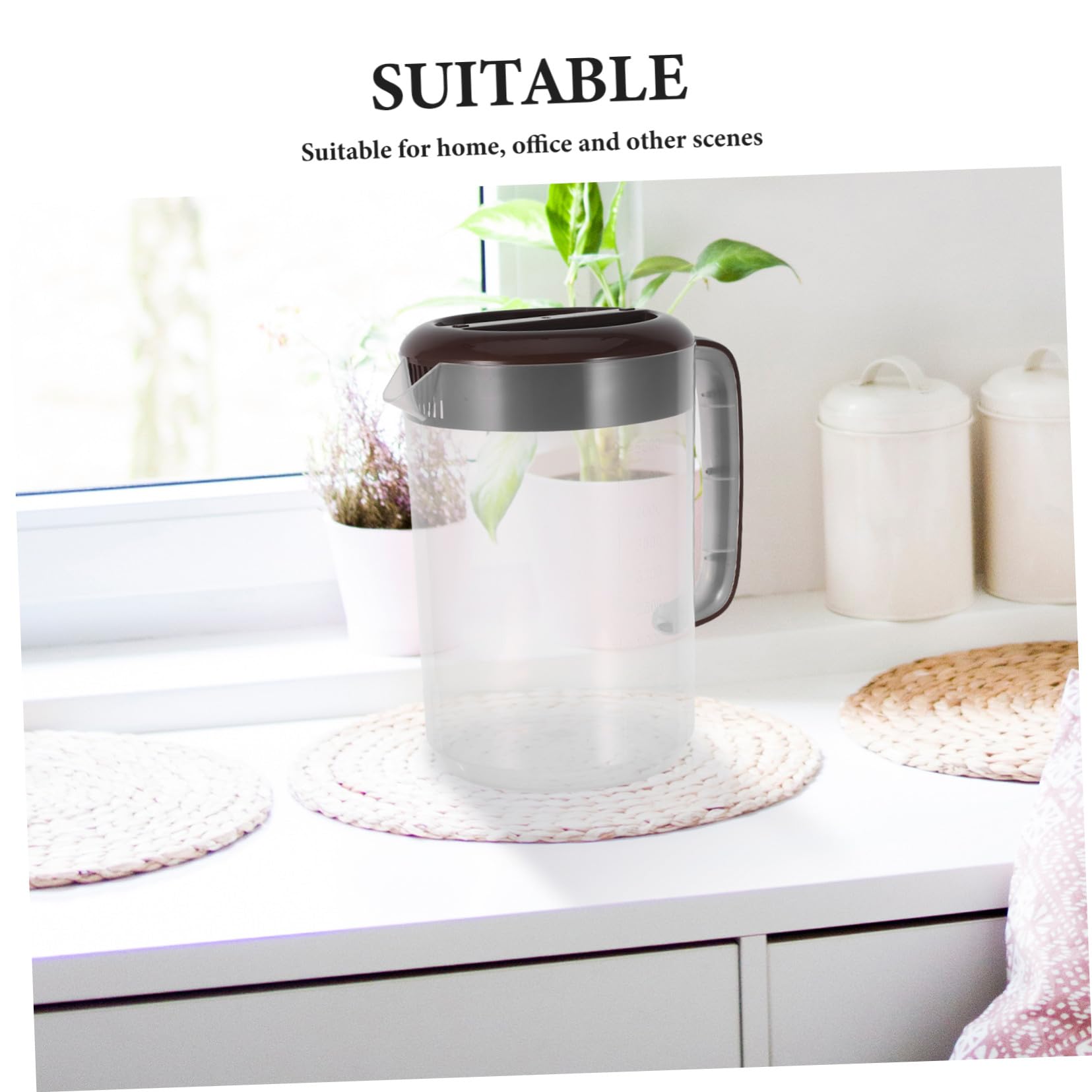 SHINEOFI Jarra de Agua Grande con Tapa Jarra de Jugo de PP Reforzado Resistente con Escala de Medición para Bebidas Frías para Casa y Refrigerador